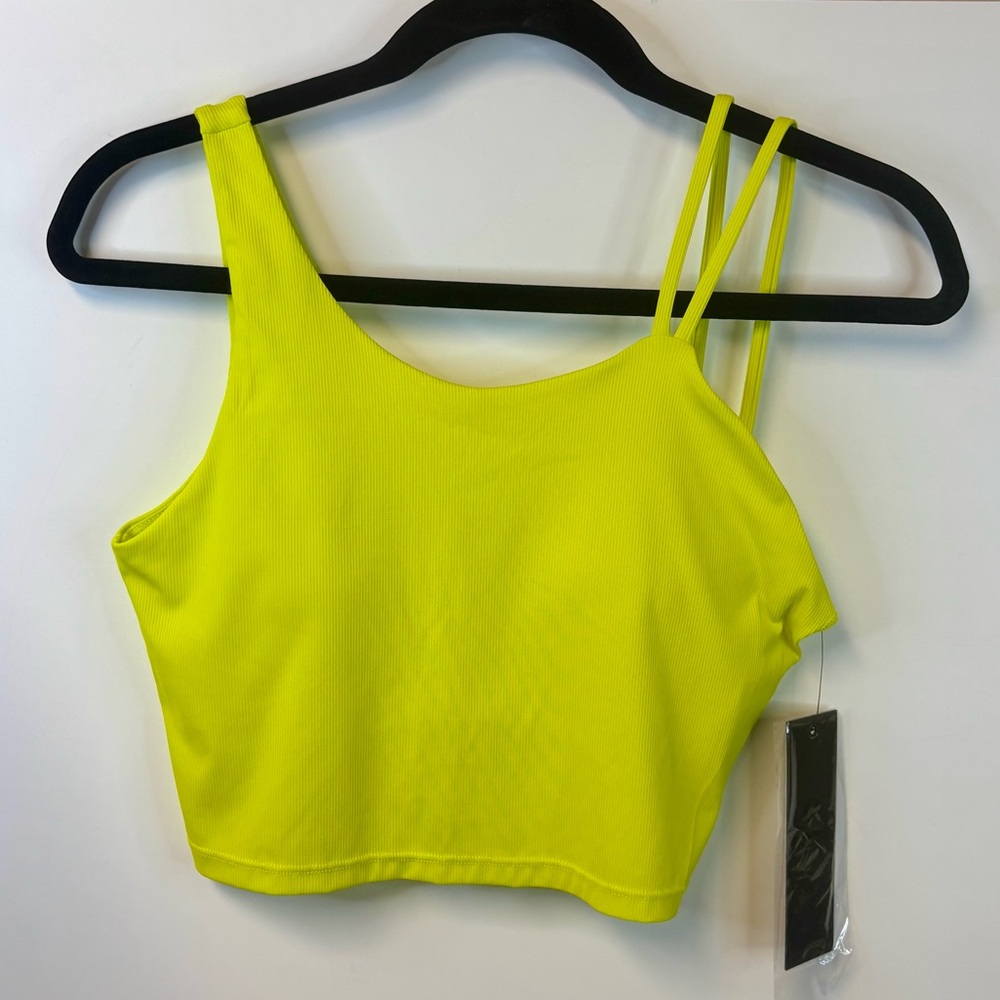 Mono B Asymmetrical Vibrant Yellow Crop Tank Top- NWT
